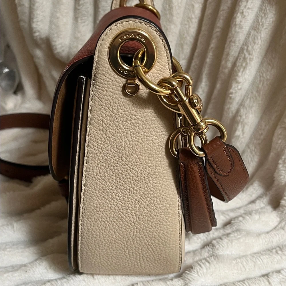 Coach Burgundy and Beige Leather Crossbody Bag - Picture 5 of 8